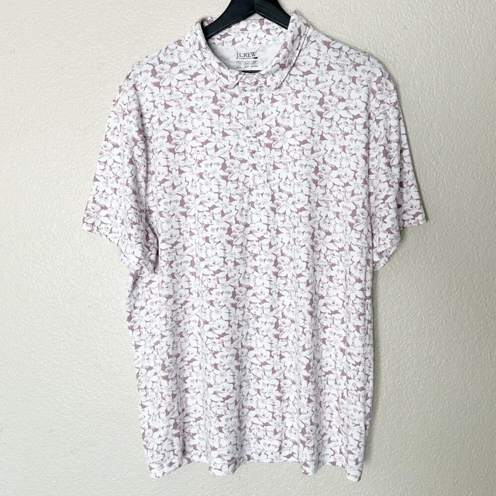 J.‎ Crew Mens Polo Shirt Performance COOLMAX Floral UPF 50 Golf Outdoor XXL